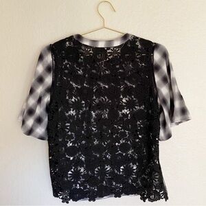 🆕 NORDSTROM SIGNATURE Gingham Crochet Top NWT 282